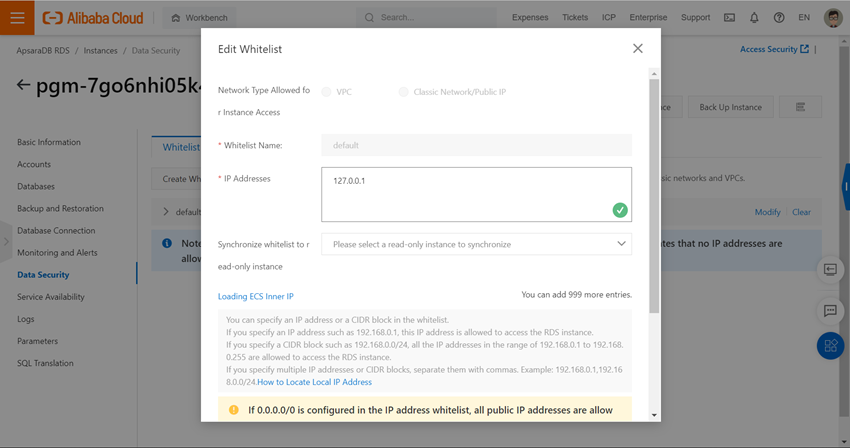 Connecting .NET API to ApsaraDB 2 with postgreSQL